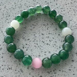 Rose quartz and Green Aventurine Stretch Bracelet 8 mm